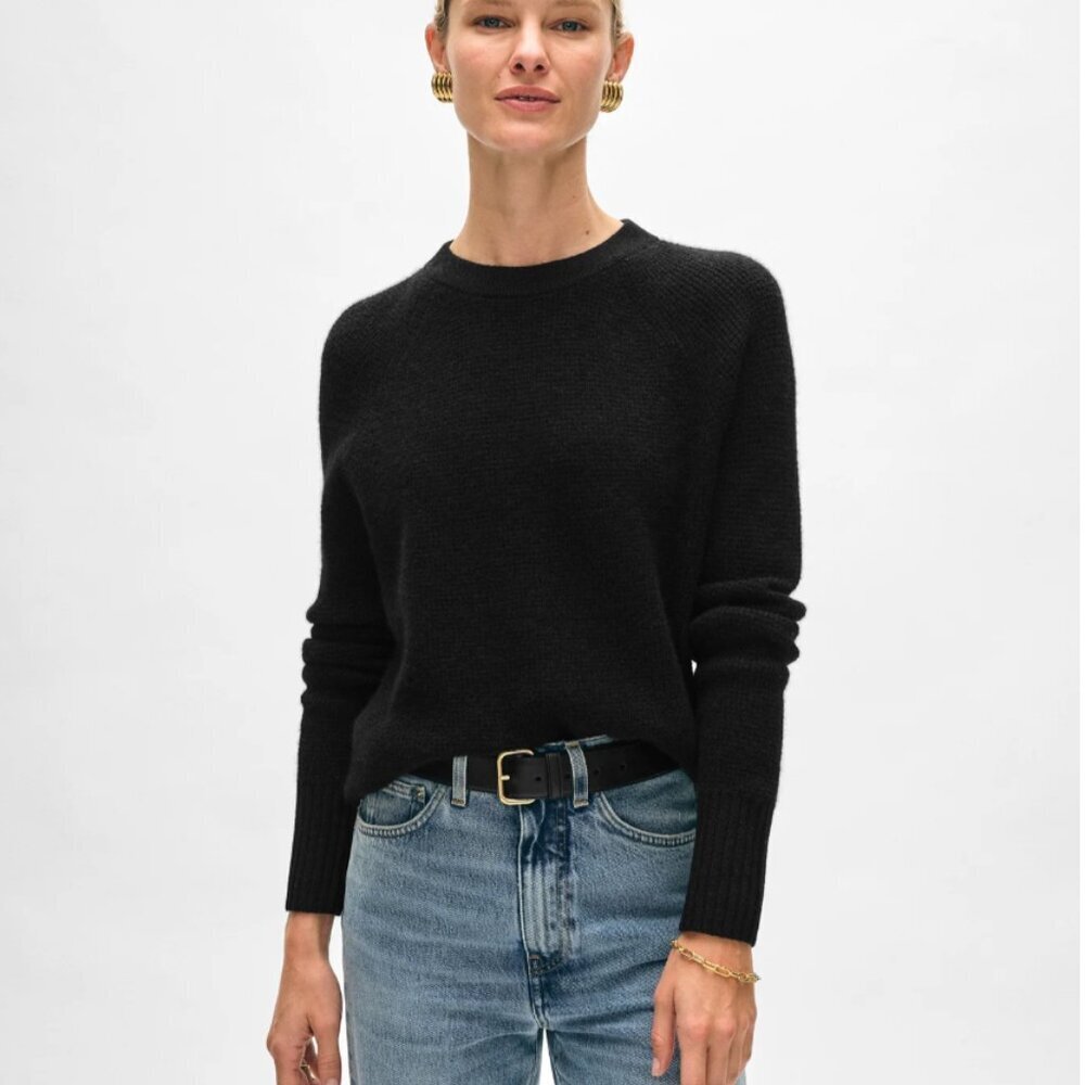 White + Warren Cashmere Waffle Sweatshirt, S